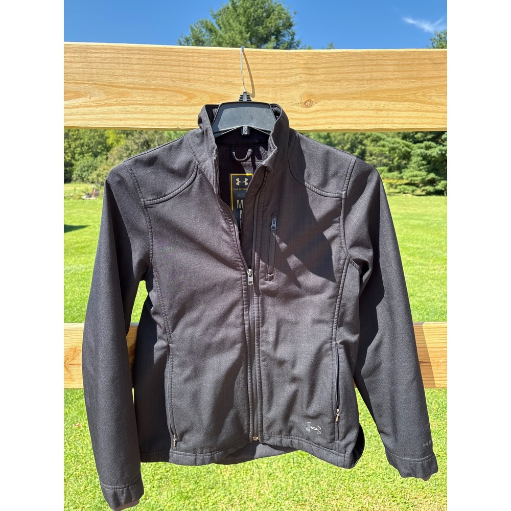 Under Armour UA Storm Softshell Jacket Womens Medium Black Full Zip Fleece Lined